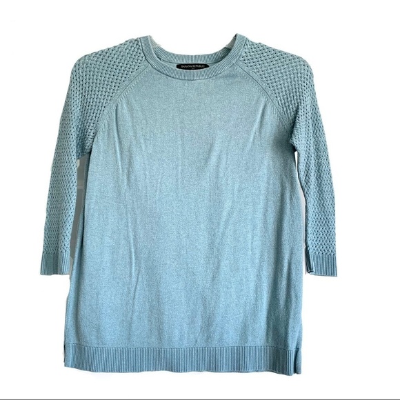 Banana Republic Light Teal Blue 3/4 Sleeve Round Neck Knit Sweater size XS - Picture 1 of 6